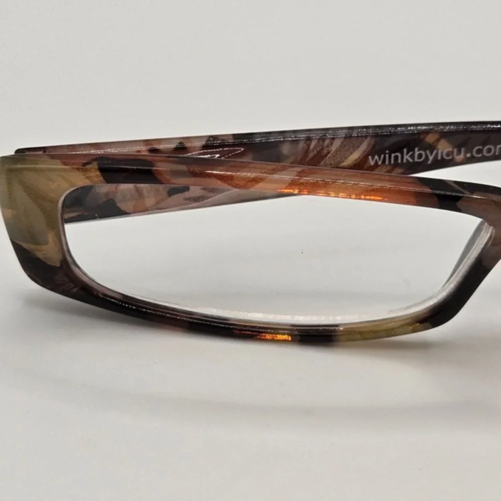 Womens Floral +2.00‎ Readers Glasses Transparent Frame Lightweight Fashion Brown